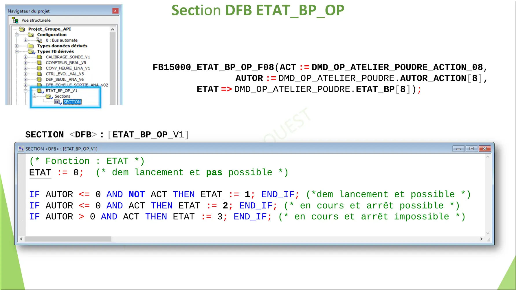 Section DFB ETAT_BP_OP